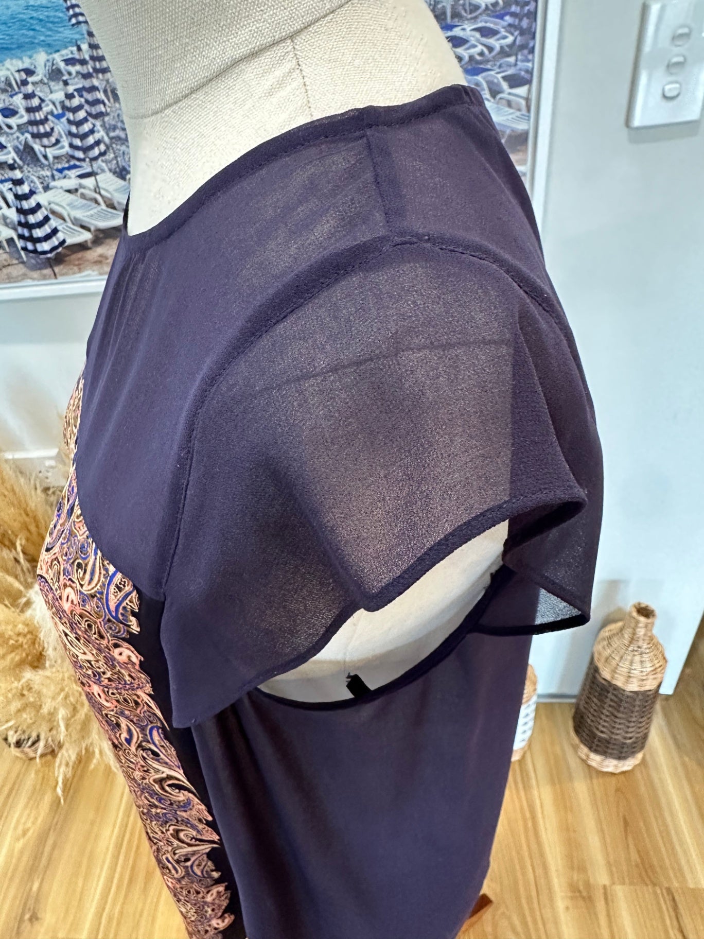 Forever New Blouse - Size 10 - Purple & Beige Boho