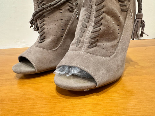 Bamboo - Ankle Boots with Peep Toe - Size 37 - Beige / Taupe