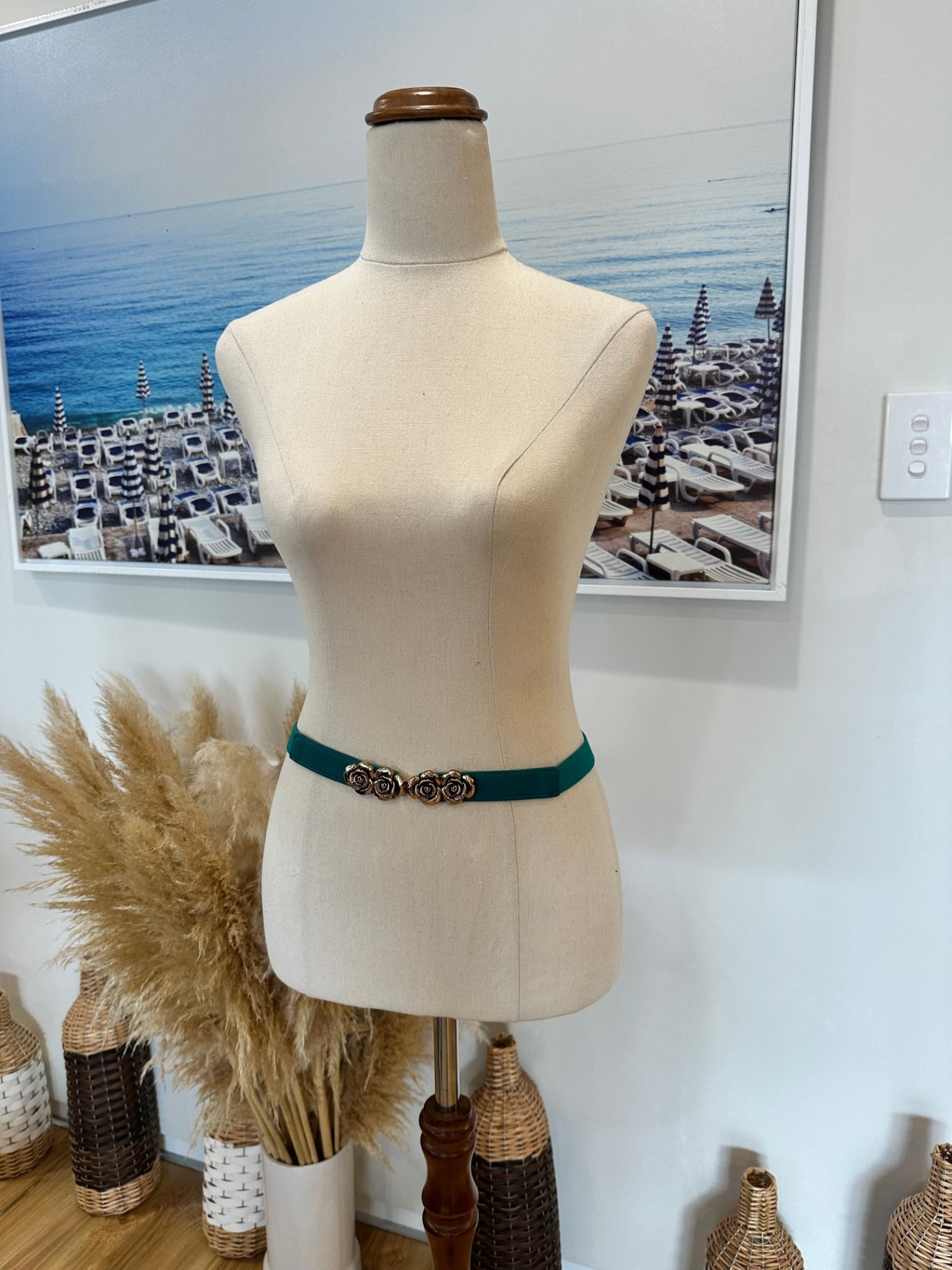 Dangerfield - Belt - Small Teal w Rose 