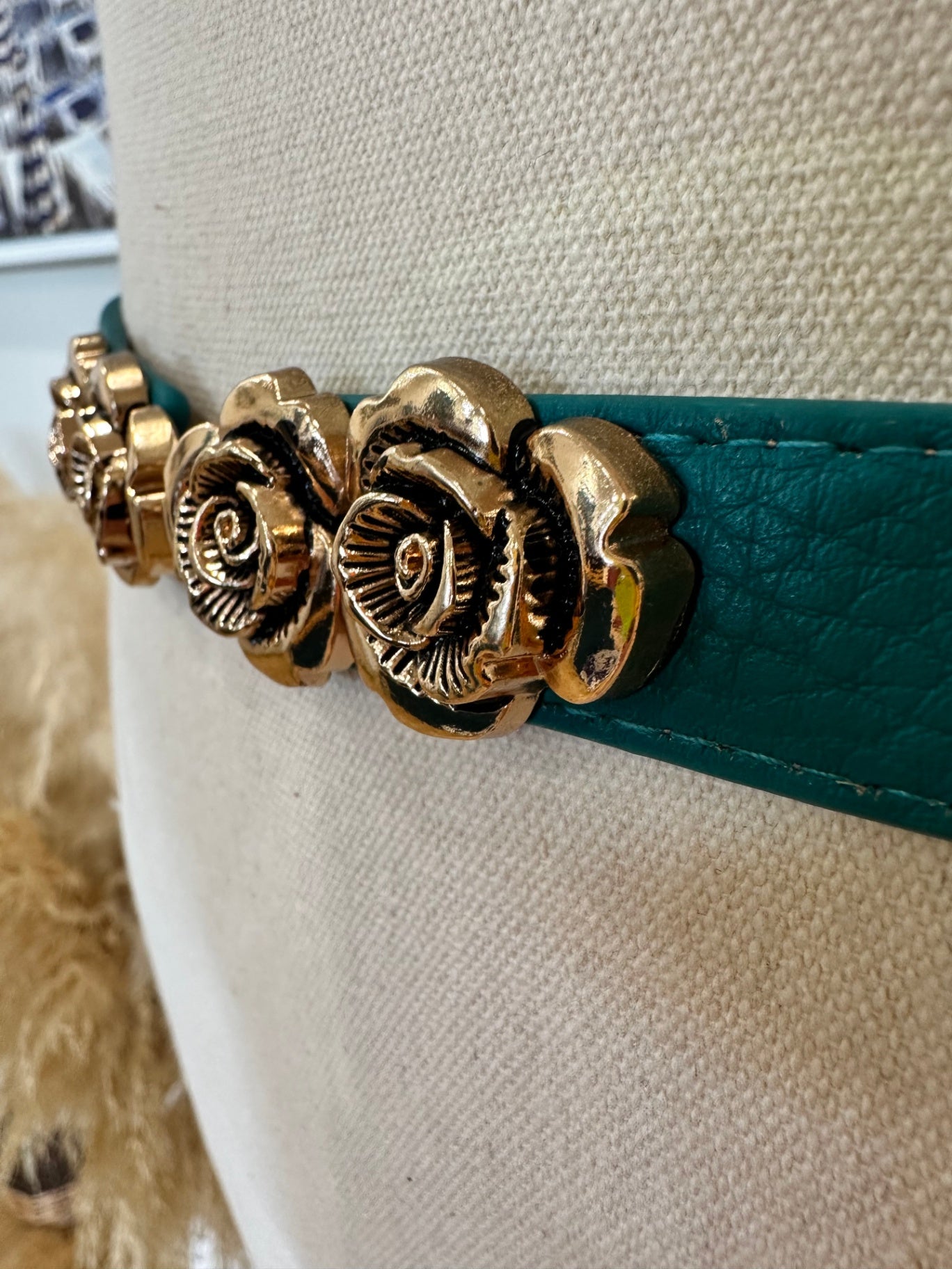 Dangerfield - Belt - Small Teal w Rose 