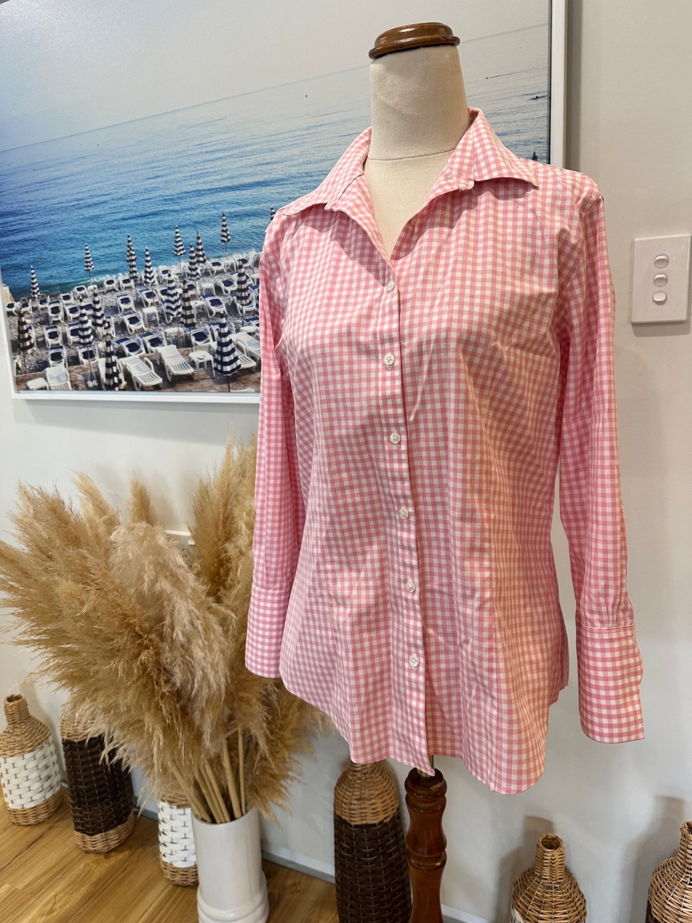 Brooks Brothers - Blouse - Small - Pink and white Gingham