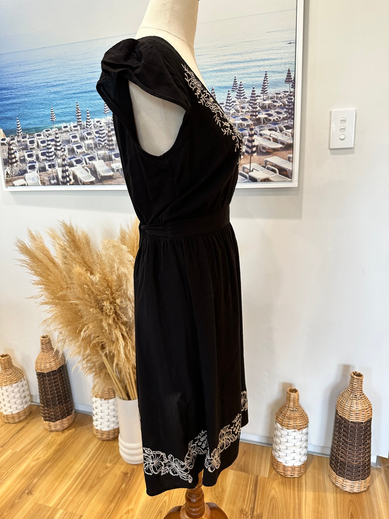 [SALE] Jeanswest - Black Boho Embroidered Dress - Size 10
