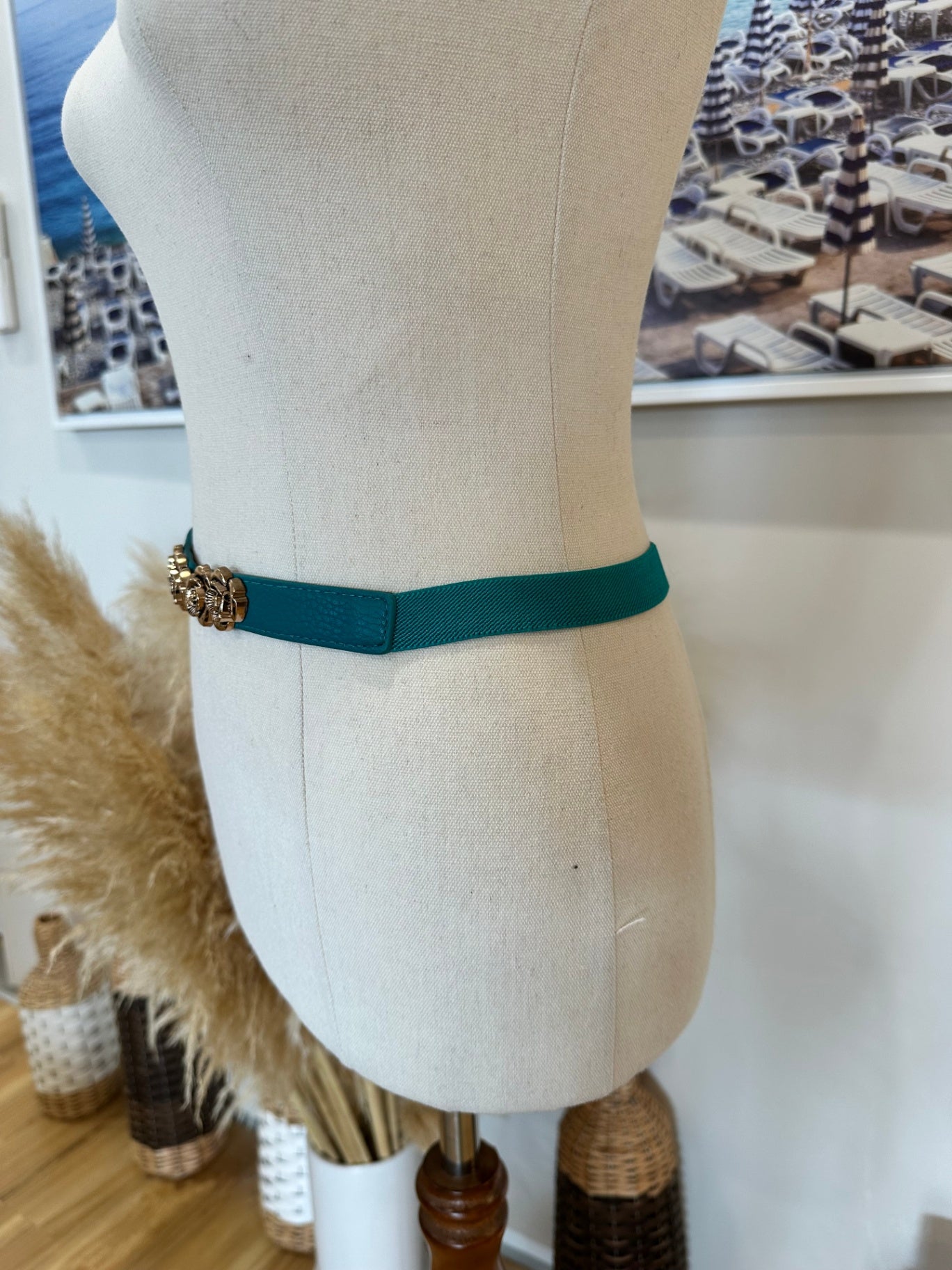 Dangerfield - Belt - Small Teal w Rose 