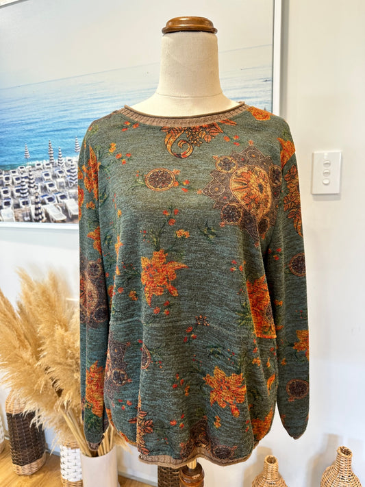 Bohemian Jumper - Afengjia - Teal & Orange