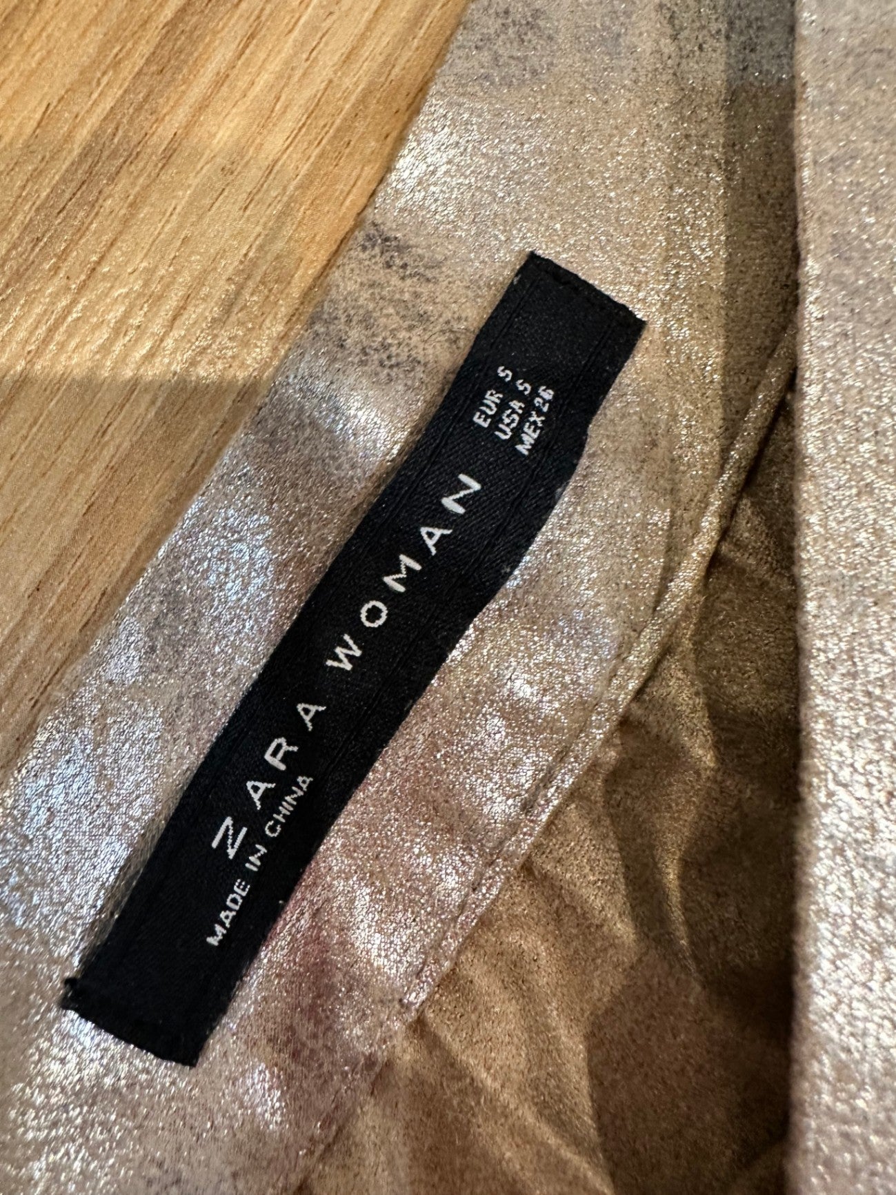 Zara - Pleated Skirt - Gold - Size Small