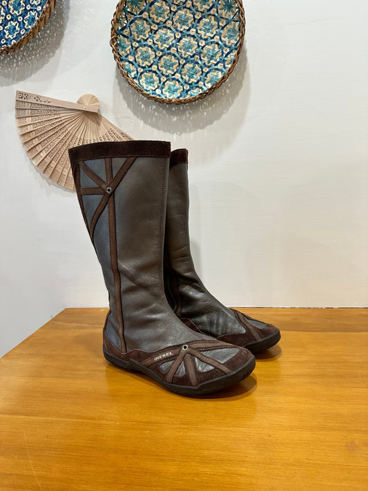 Diesel - Astronaut Boots - Leather & Suede - Size 38 - Brown