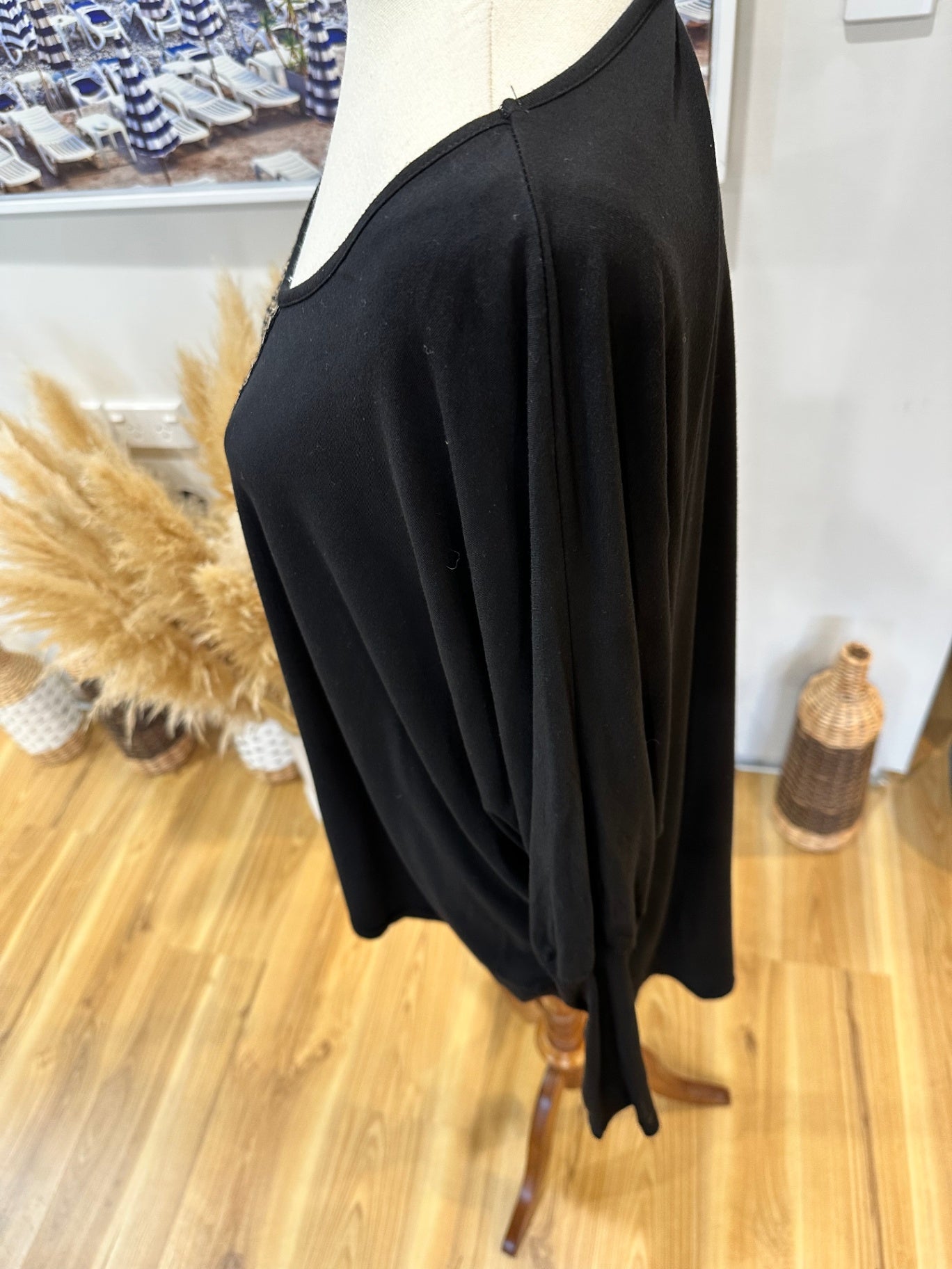 [SALE] Mi Moso - Black Blouse with Sequins - Size 14