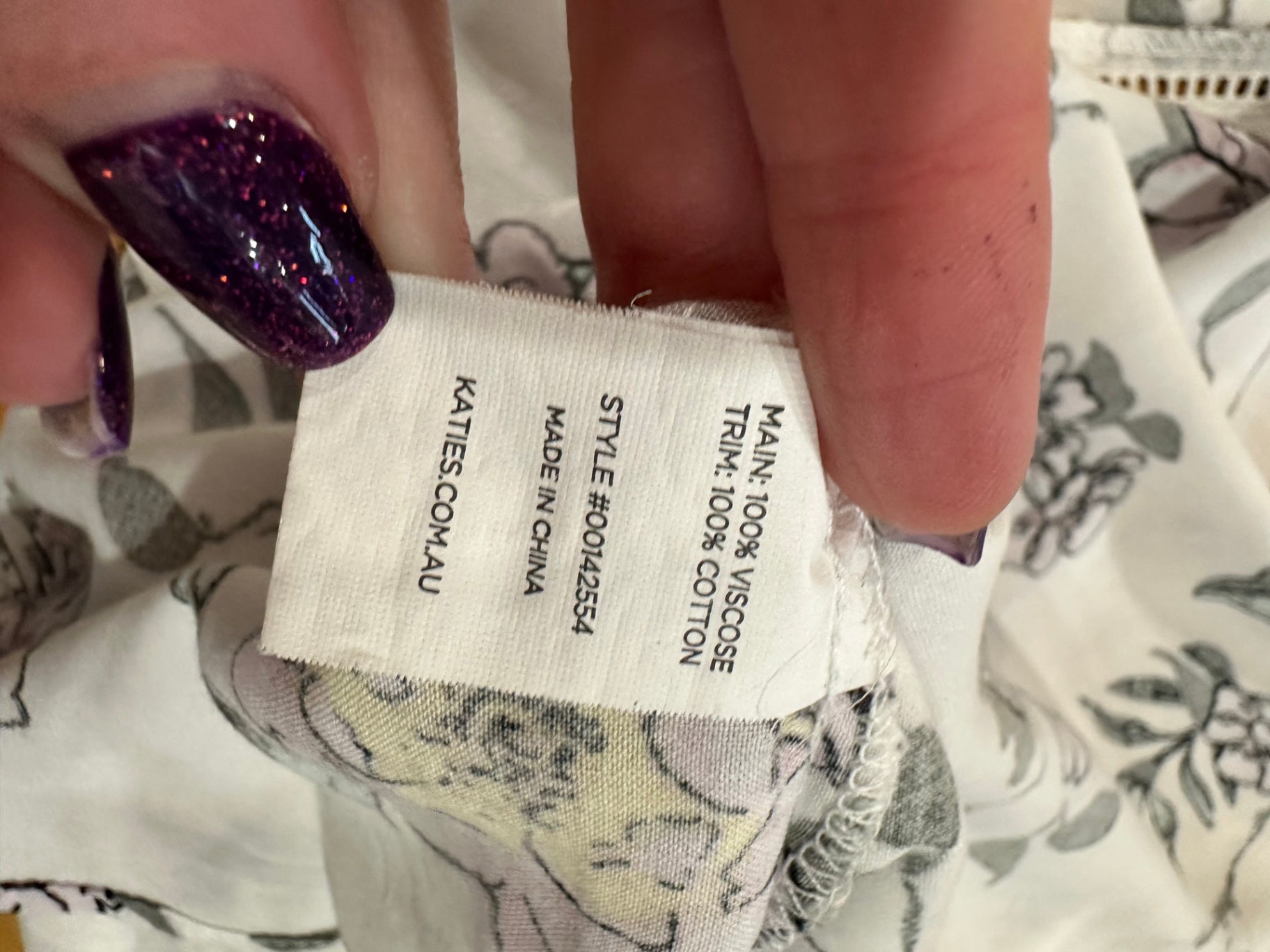 [SALE] Katies - Bohemian Blouse - Size 20 - White with pink, yellow, and black floral pattern