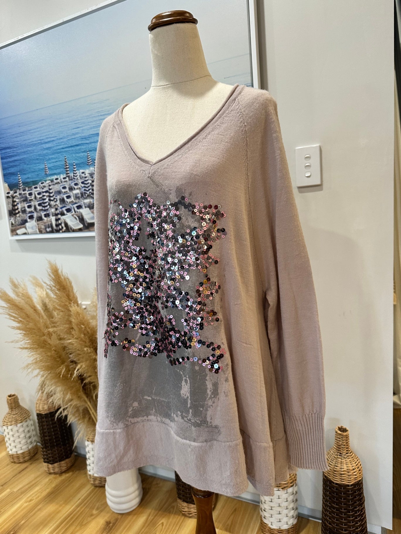 [SALE] Lauren Vidal - Light Jumper - Extra Large - Lilac + Purple with sequins