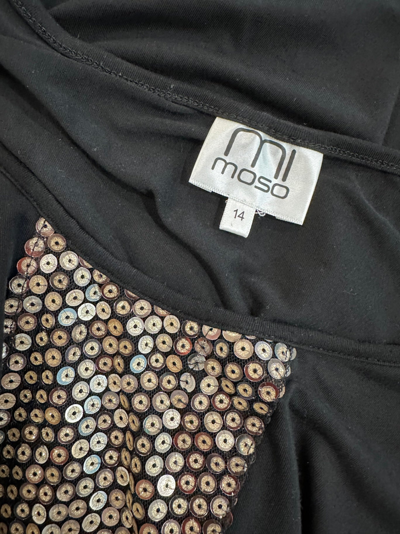 [SALE] Mi Moso - Black Blouse with Sequins - Size 14