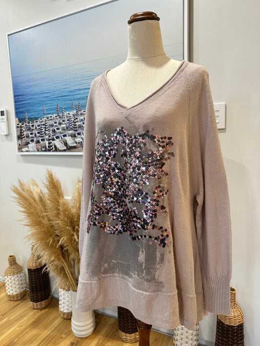 [SALE] Lauren Vidal - Light Jumper - Extra Large - Lilac + Purple with sequins