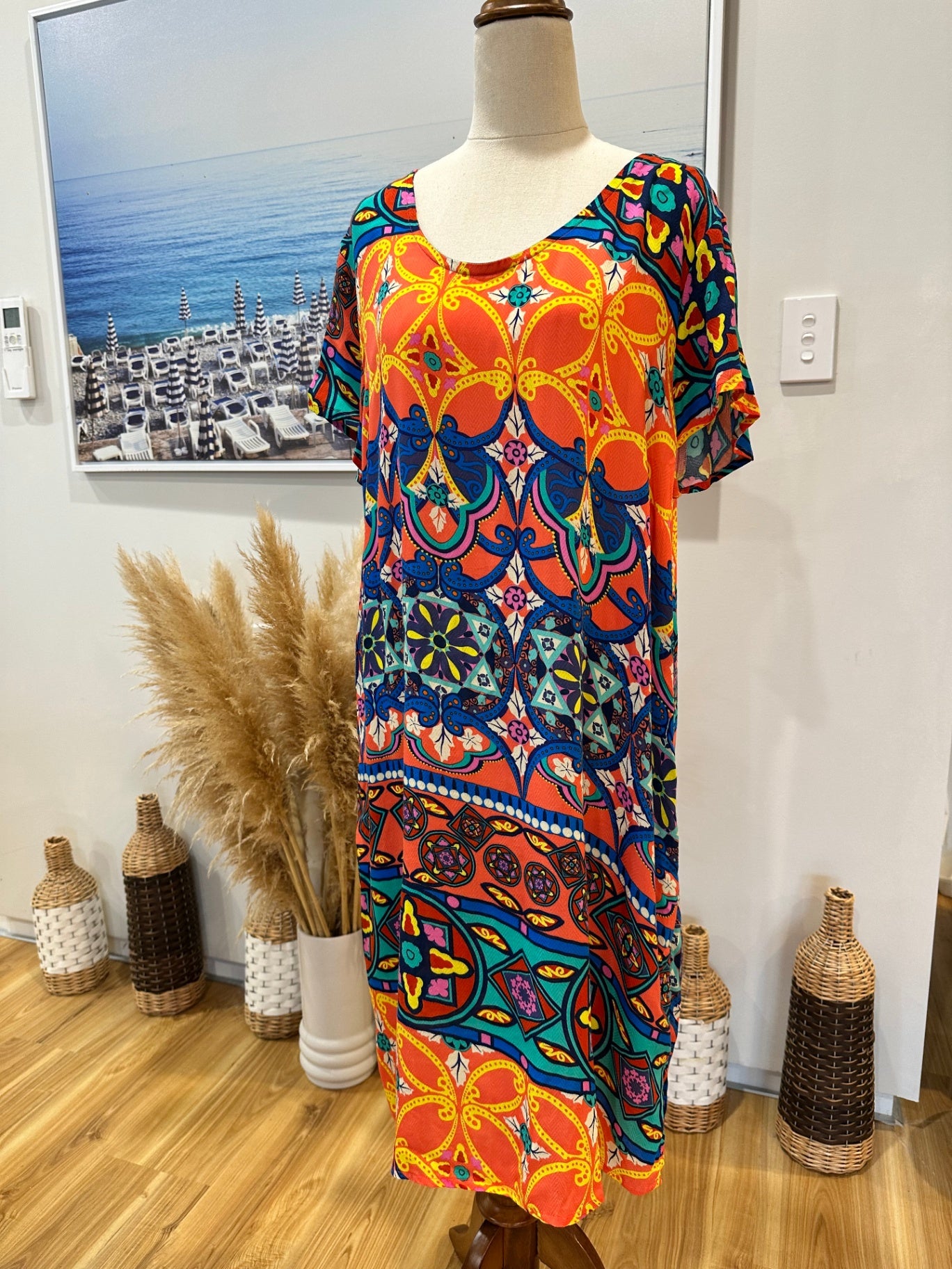 [SALE] Red Lotus - Tropical Inspired Dress - Extra Large