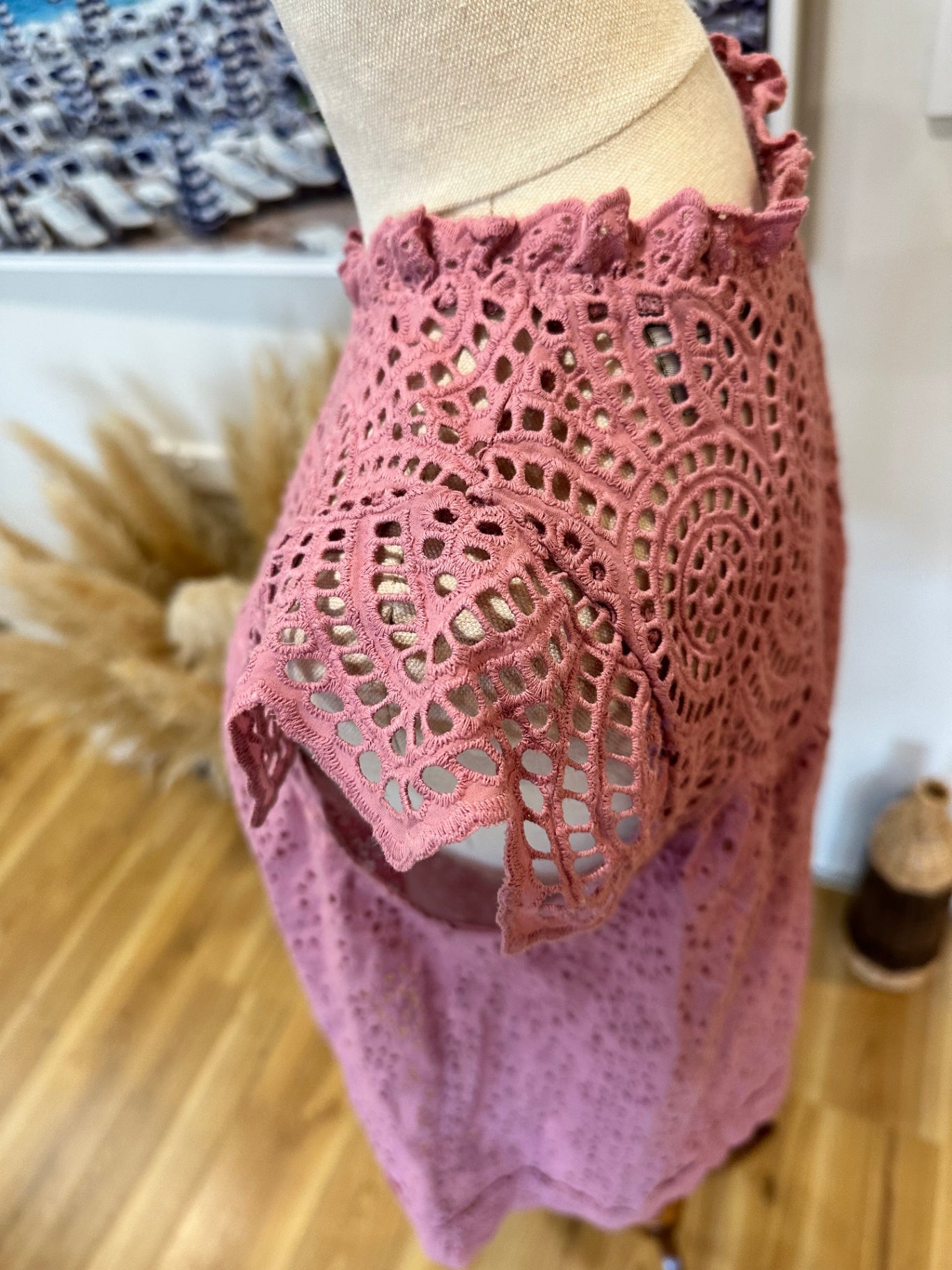 Decjuba - Lace Blouse - Size Small - Blush Pink