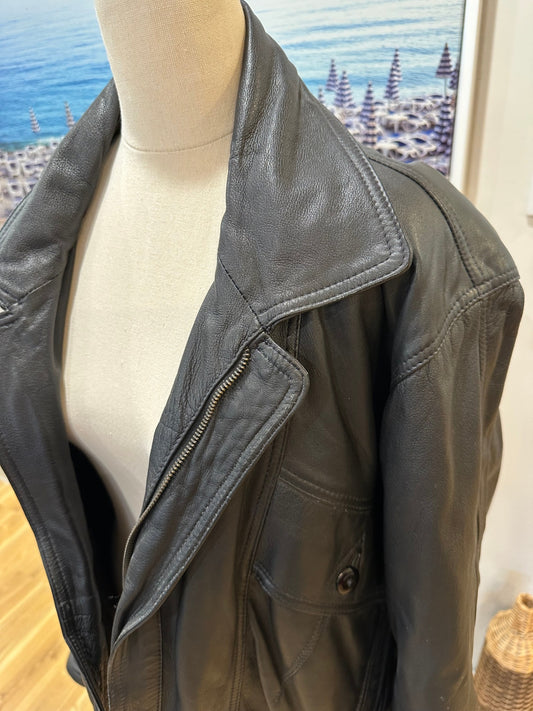 Leather Jacket - Black - Size Large