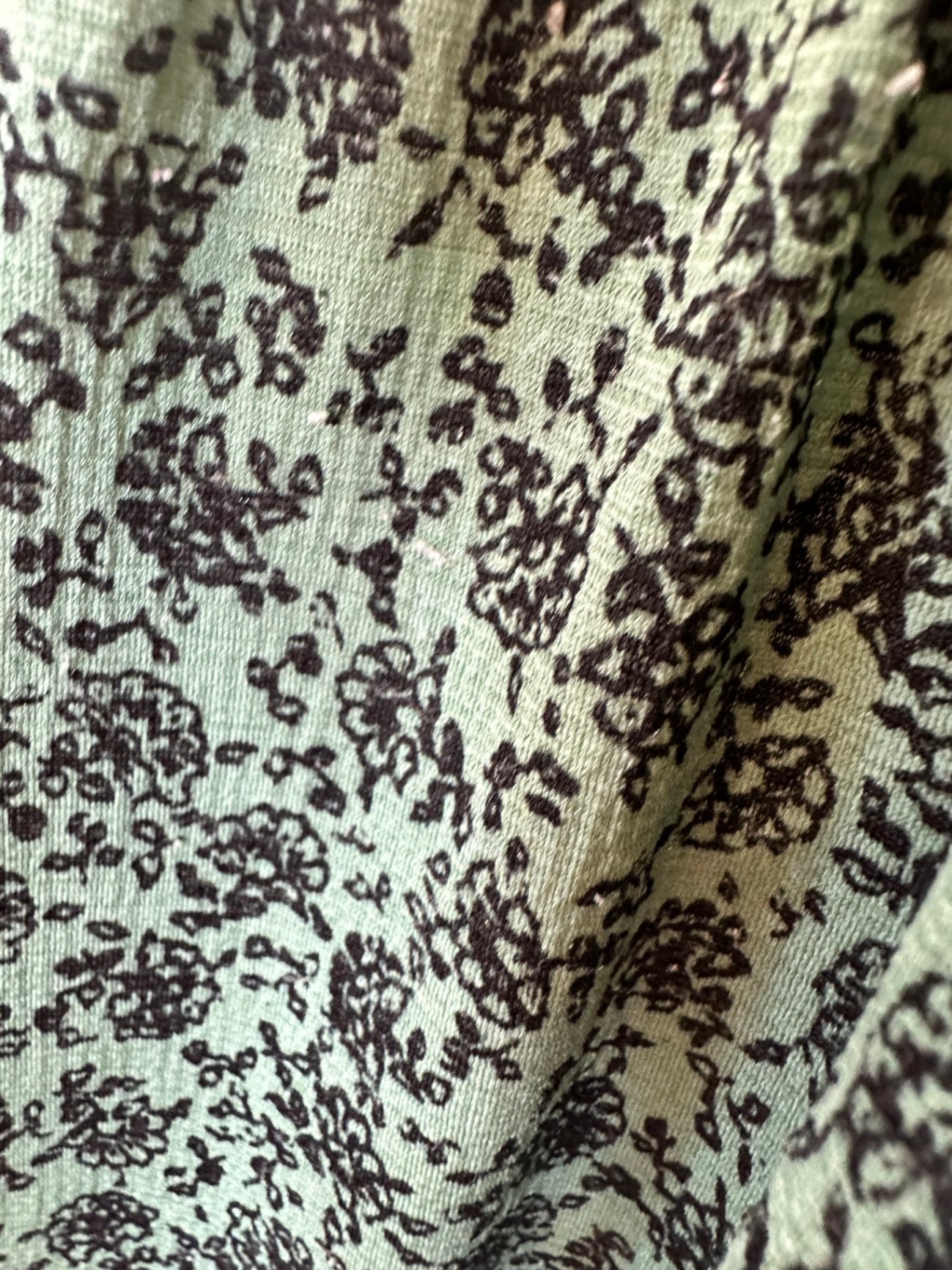 Zara - Maxi Dress - Medium - Green with black floral pattern [some pilling]