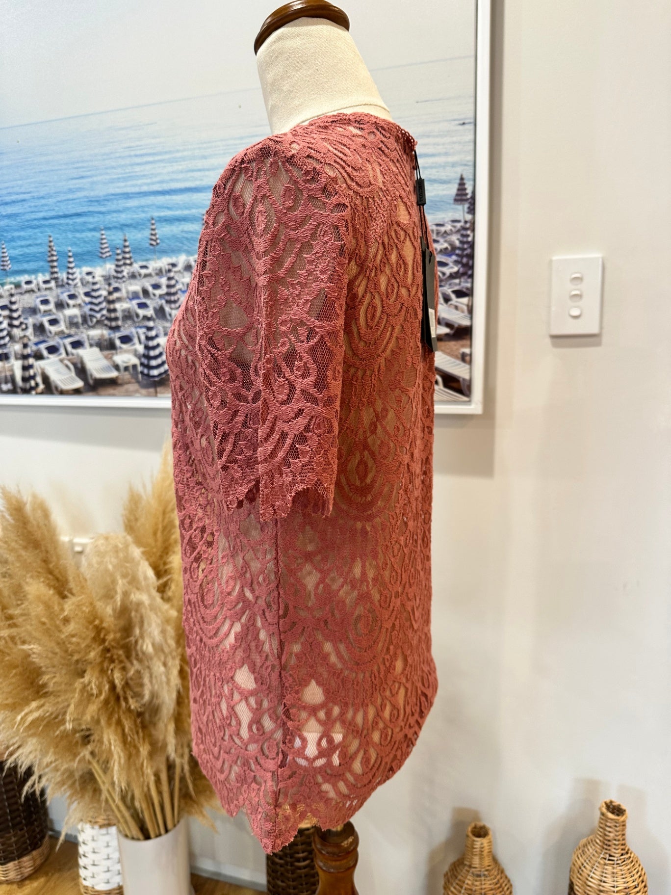 Decjuba - Lace Blouse - Extra Small - Pink