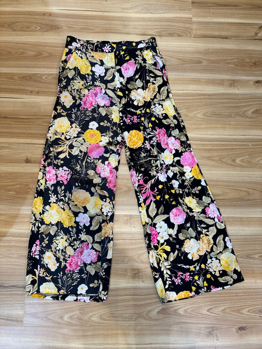 Decjuba - Wide Leg Pants - Medium - Black w Floral Print [Some pulls]