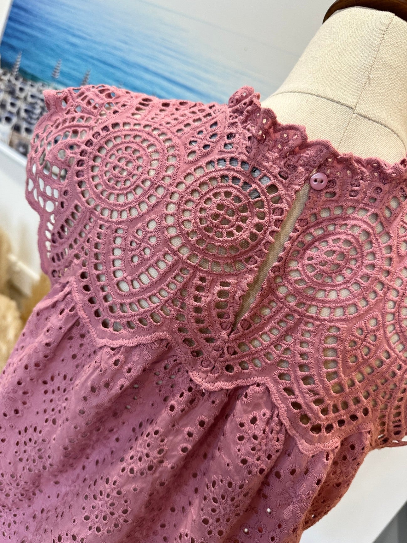 Decjuba - Lace Blouse - Size Small - Blush Pink