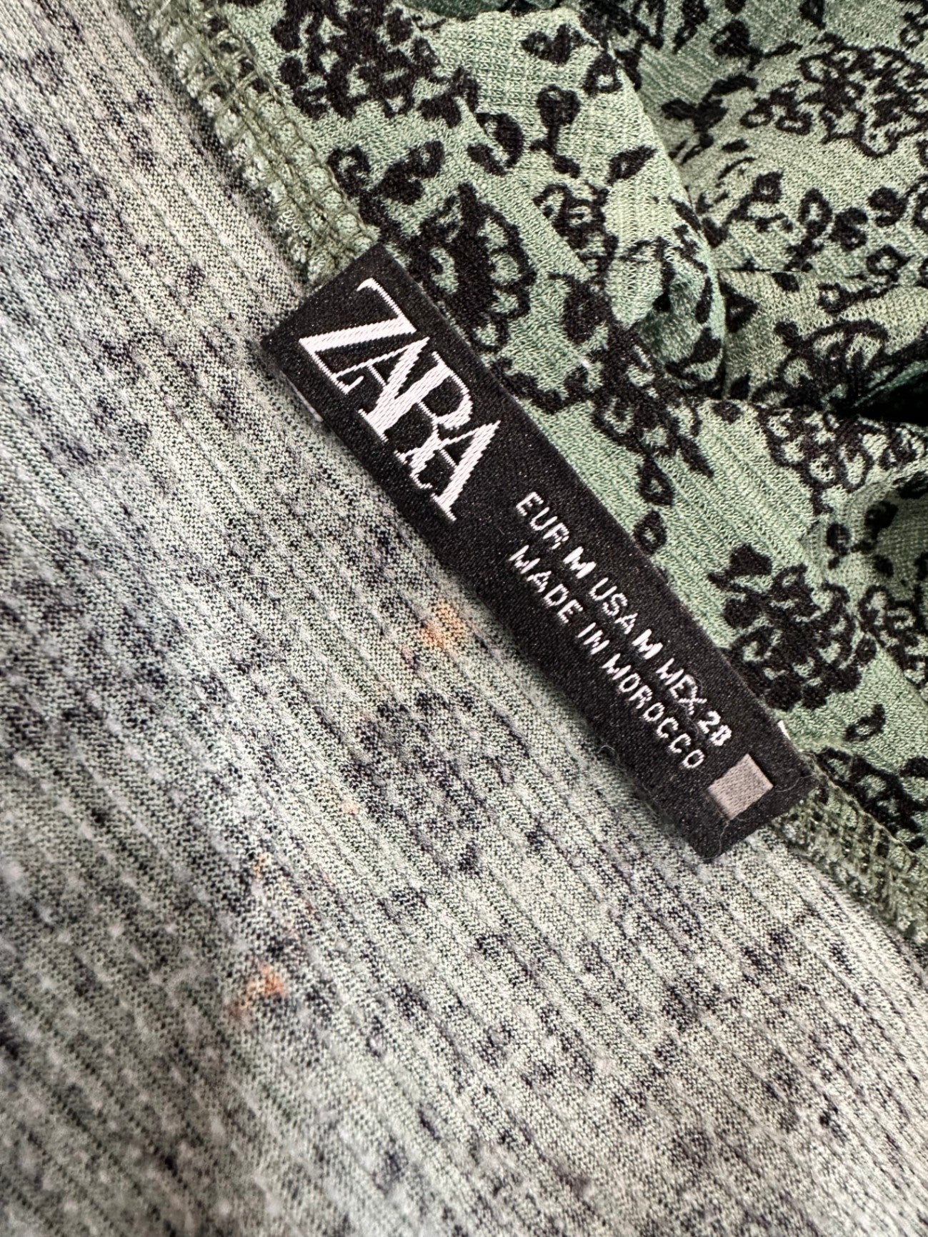 Zara - Maxi Dress - Medium - Green with black floral pattern [some pilling]