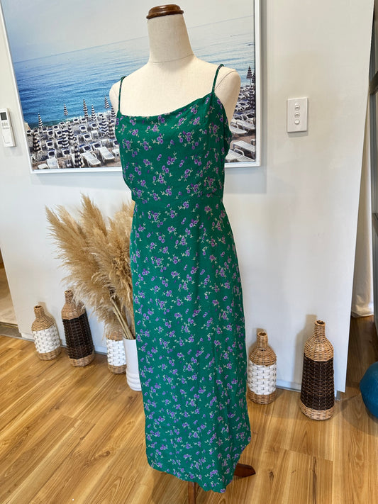 Drama The Label - Dress - Size 12 - Green w Purple Flowers