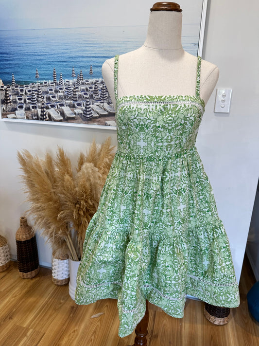 Dotti - Summer Dress - Size 6 - Green and white