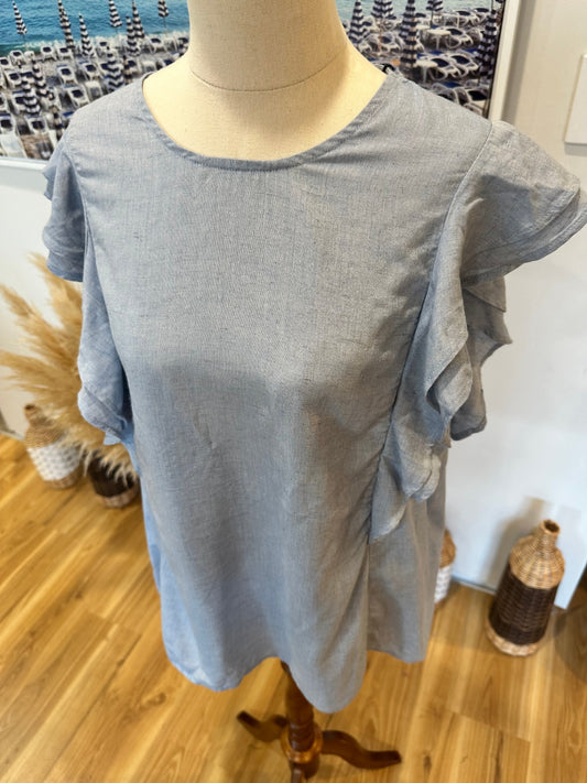 DecjubaBlouse - Size Small - 30% Linen - Pale Blue