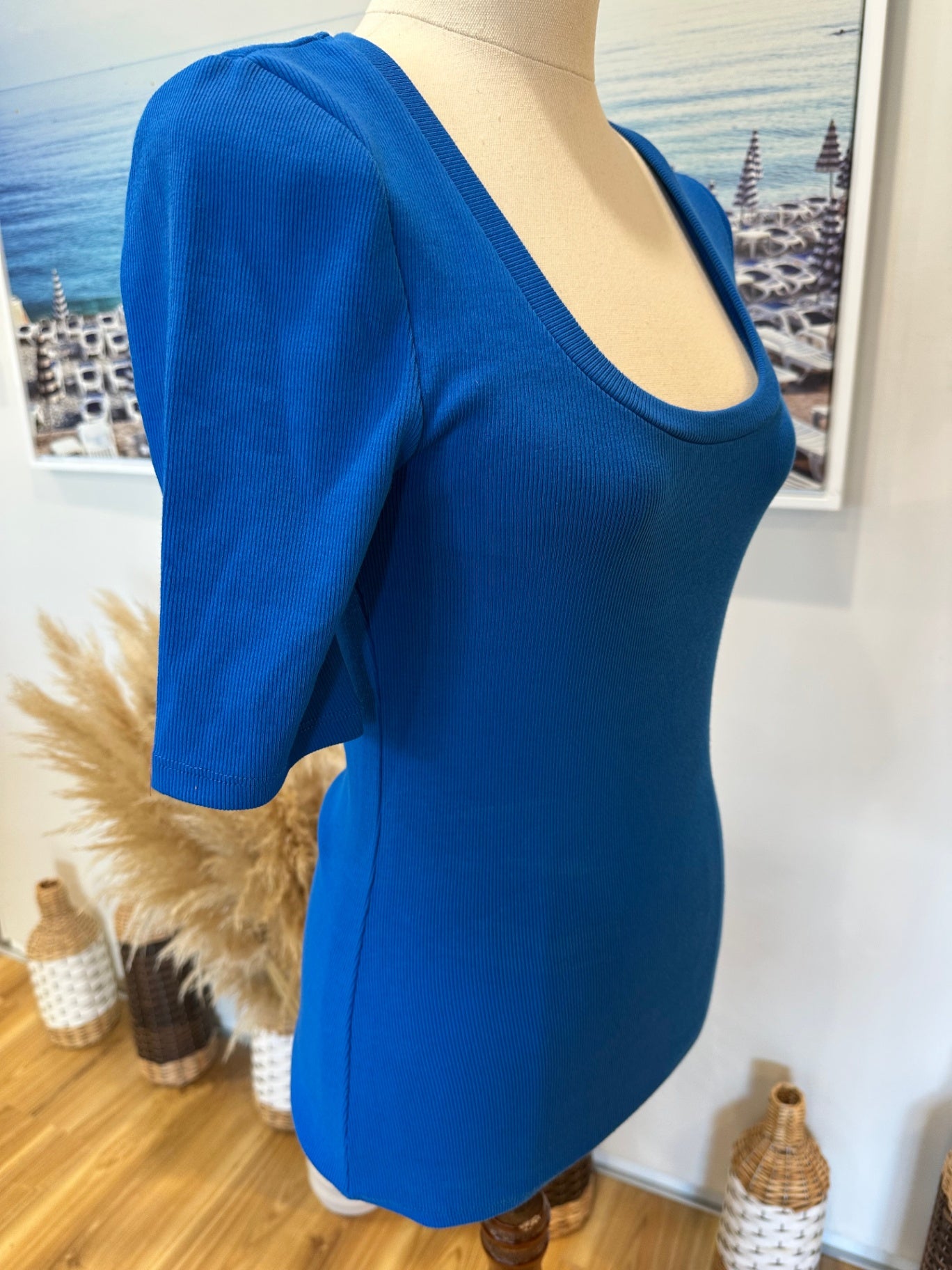 Decjuba - Ribbed T-Shirt - Extra Small - Blue - NEW
