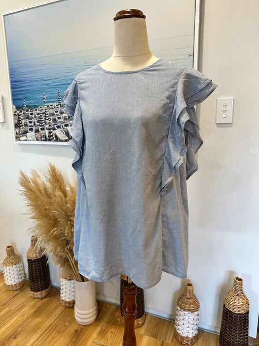 DecjubaBlouse - Size Small - 30% Linen - Pale Blue