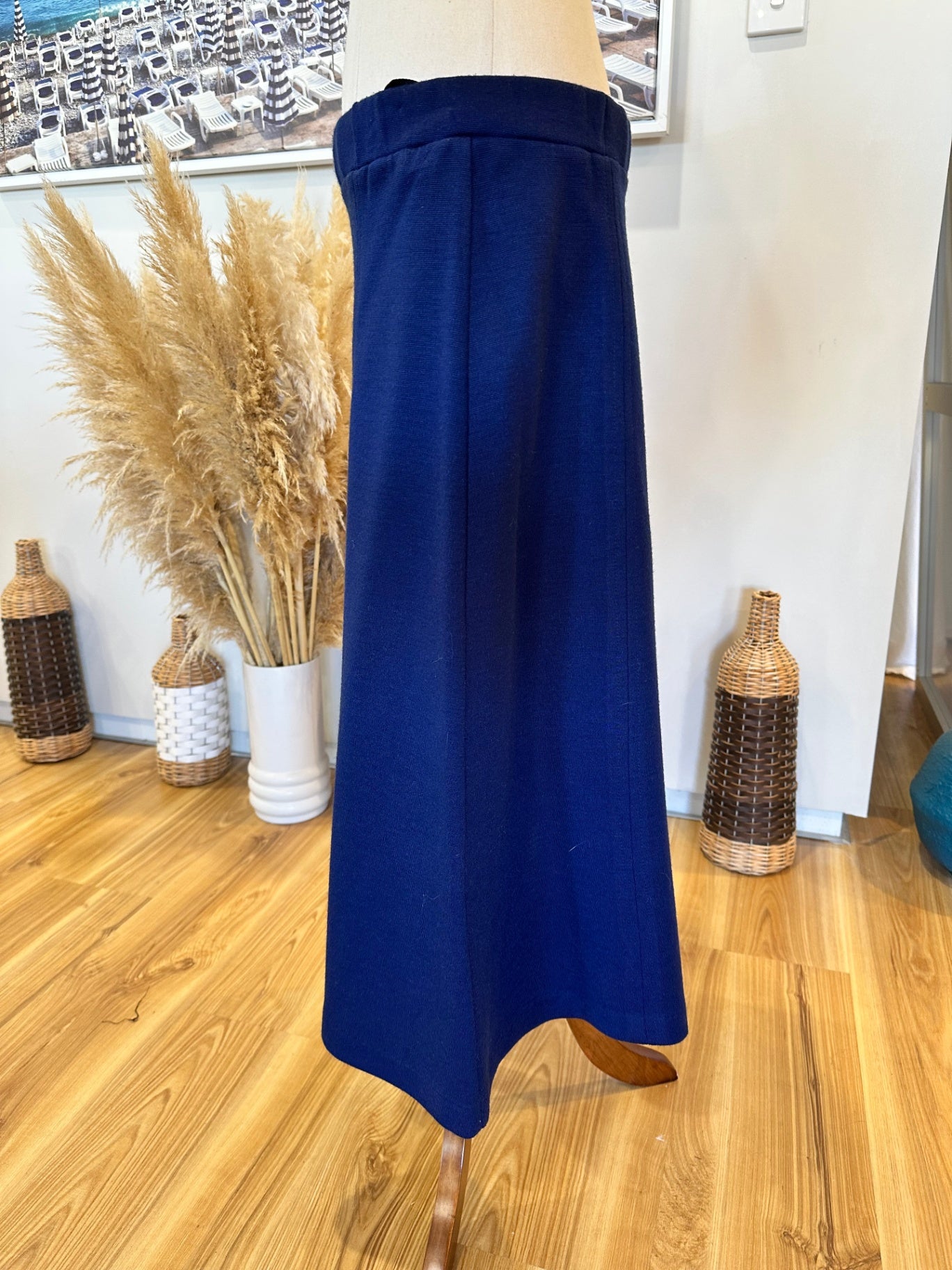 [SALE] Vintage Skirt - Navy Blue - Wool + Acrylic - Size 14