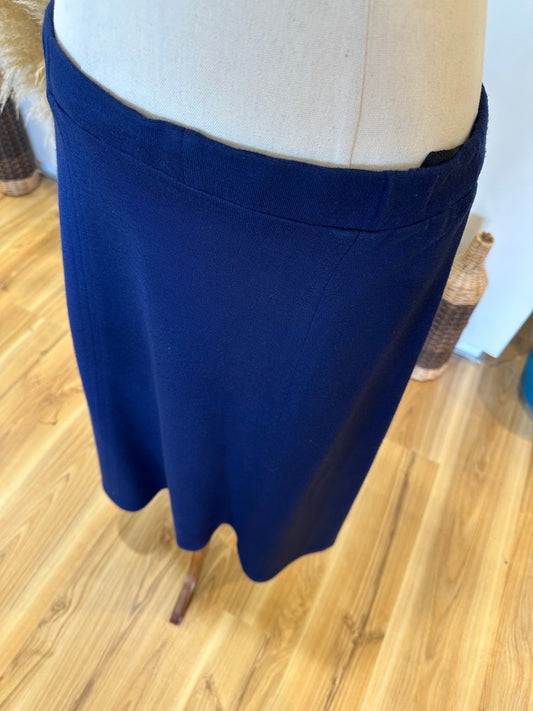 [SALE] Vintage Skirt - Navy Blue - Wool + Acrylic - Size 14