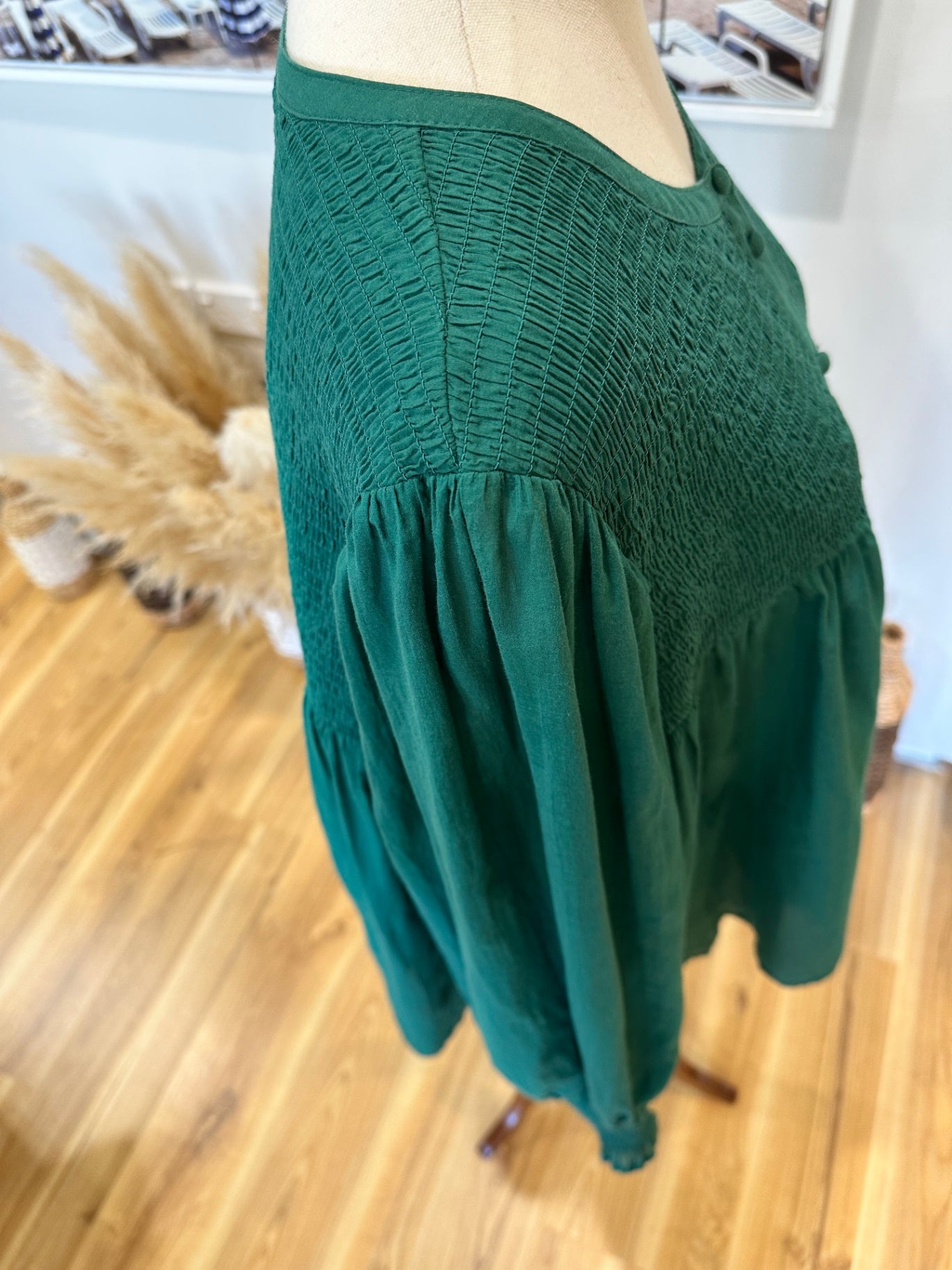 MAX - Bohemian Blouse - Emerald Green - Size 18 - 100% Organic Cotton