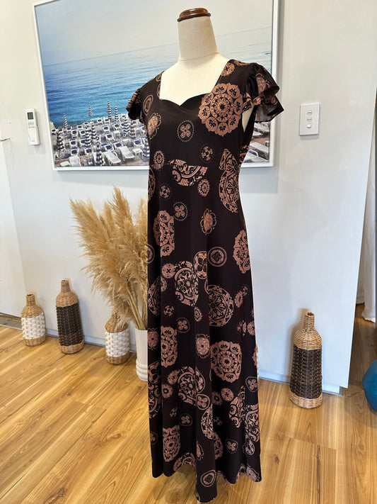 [SALE] Vintage - Maxi Dress - Small / Medium - Brown w Mandala Print
