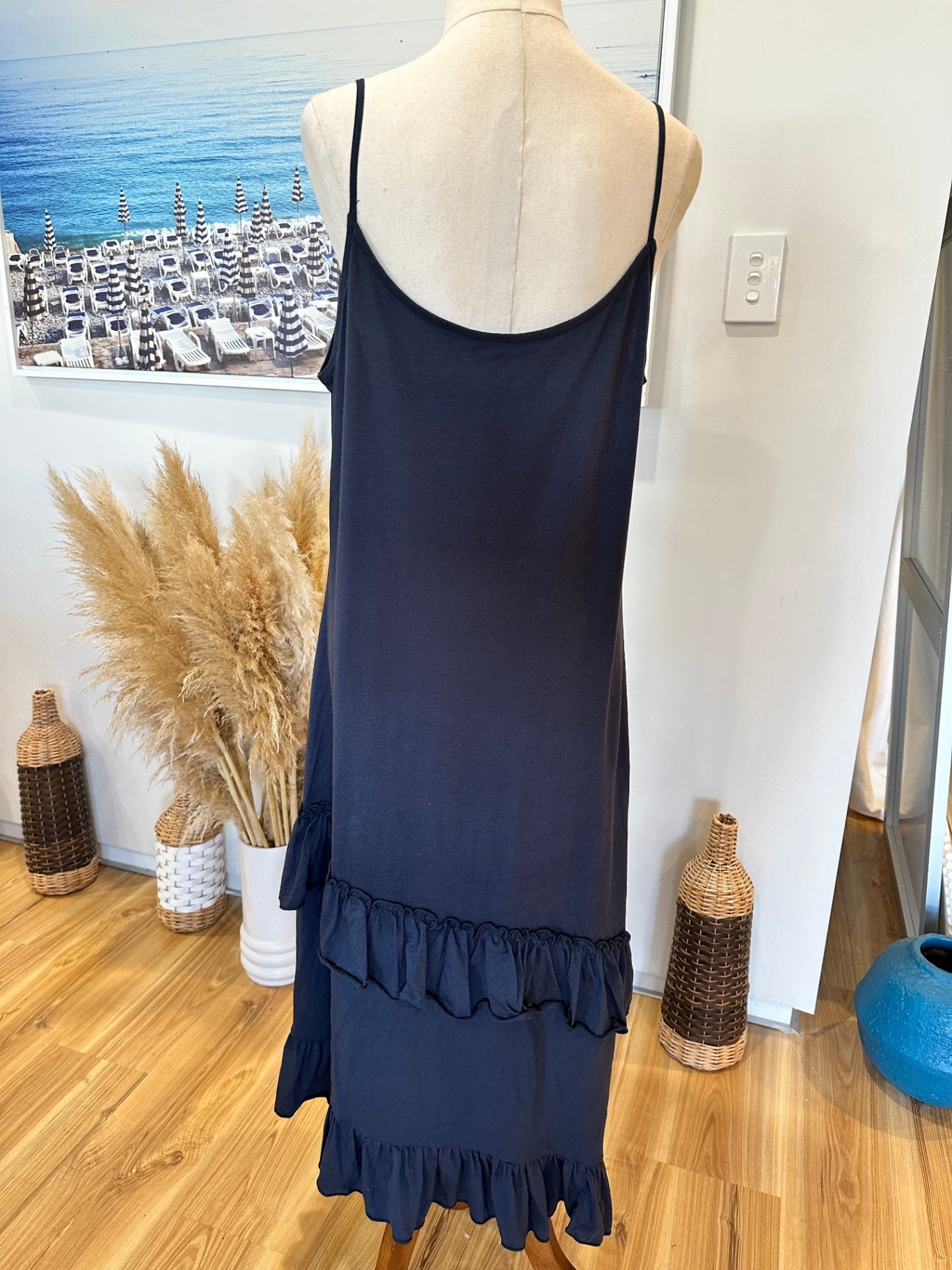 Emerge - Summer Dress - Size 14 - Navy Blue / Grey