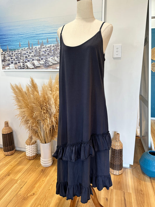 Emerge - Summer Dress - Size 14 - Navy Blue / Grey