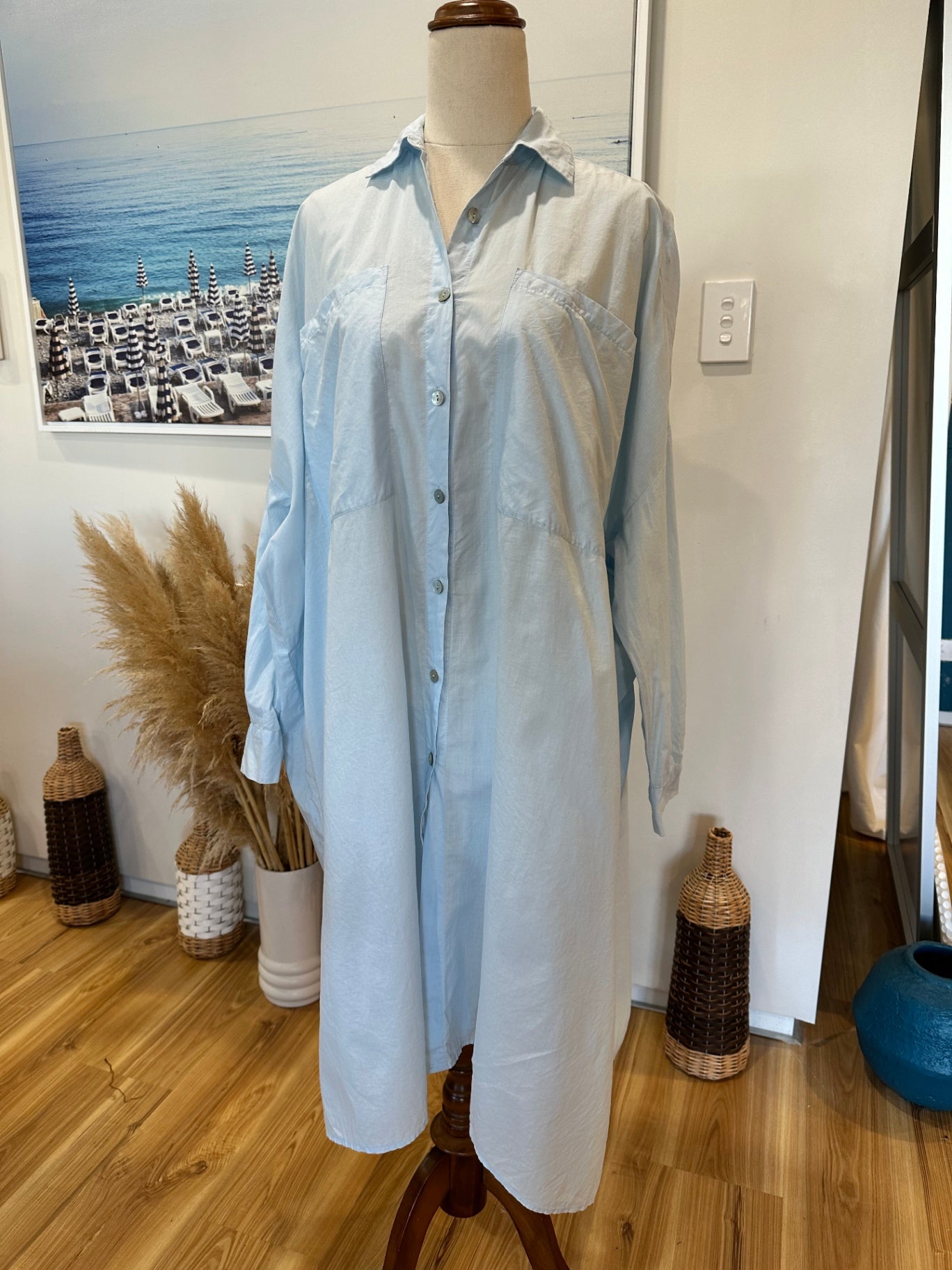 [SALE] My General Store - Shirt / Dress - Large - Light Blue - 100% Cotton