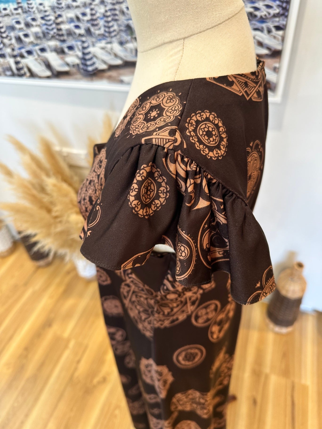 [SALE] Vintage - Maxi Dress - Small / Medium - Brown w Mandala Print