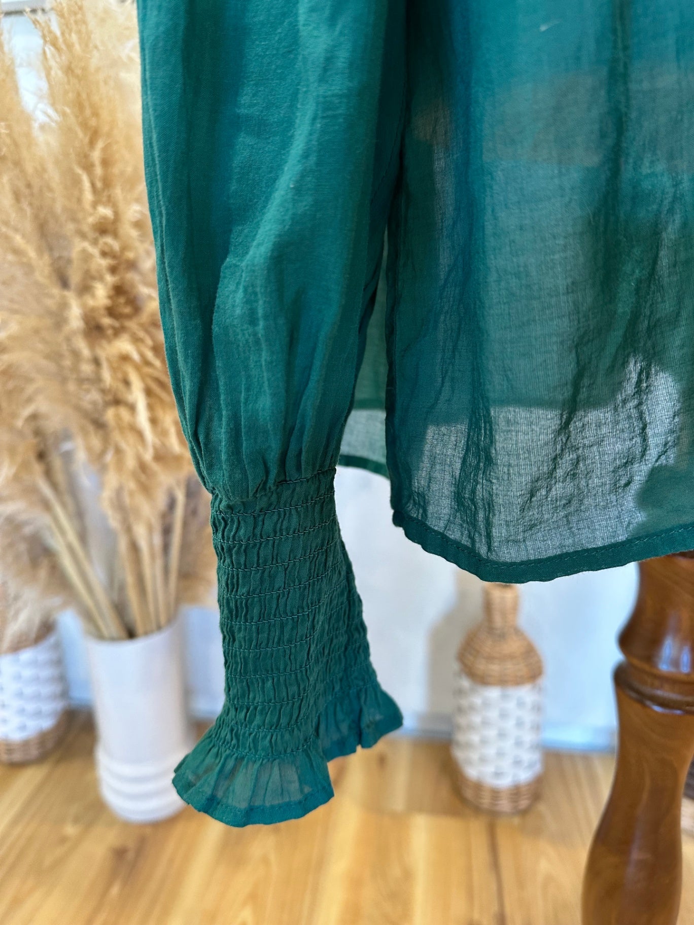 MAX - Bohemian Blouse - Emerald Green - Size 18 - 100% Organic Cotton