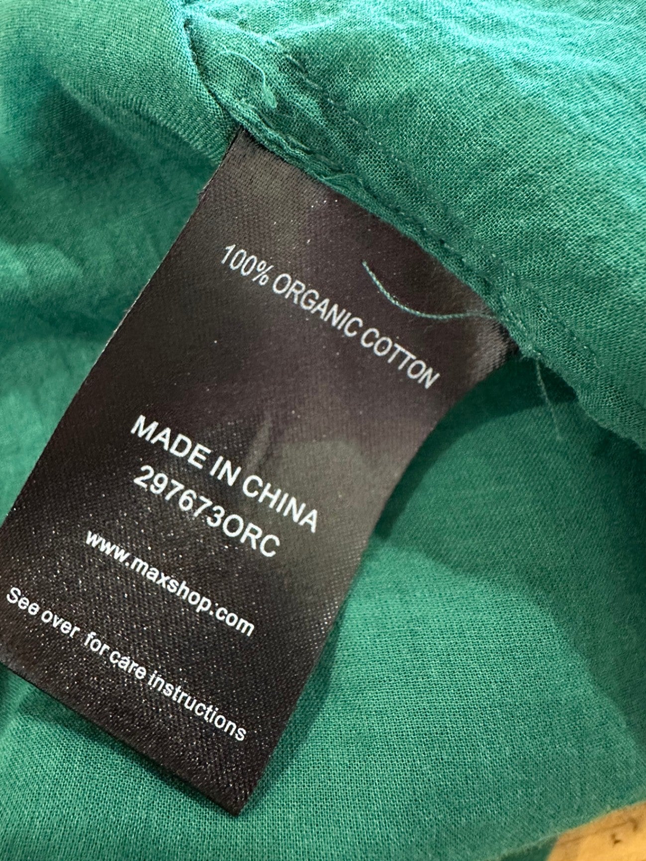 MAX - Bohemian Blouse - Emerald Green - Size 18 - 100% Organic Cotton