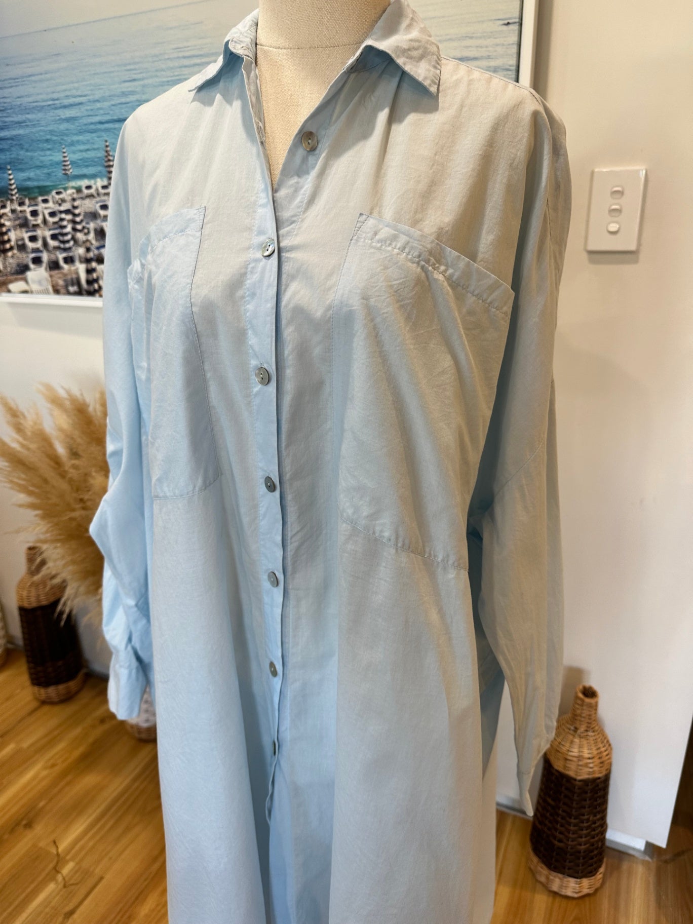 [SALE] My General Store - Shirt / Dress - Large - Light Blue - 100% Cotton