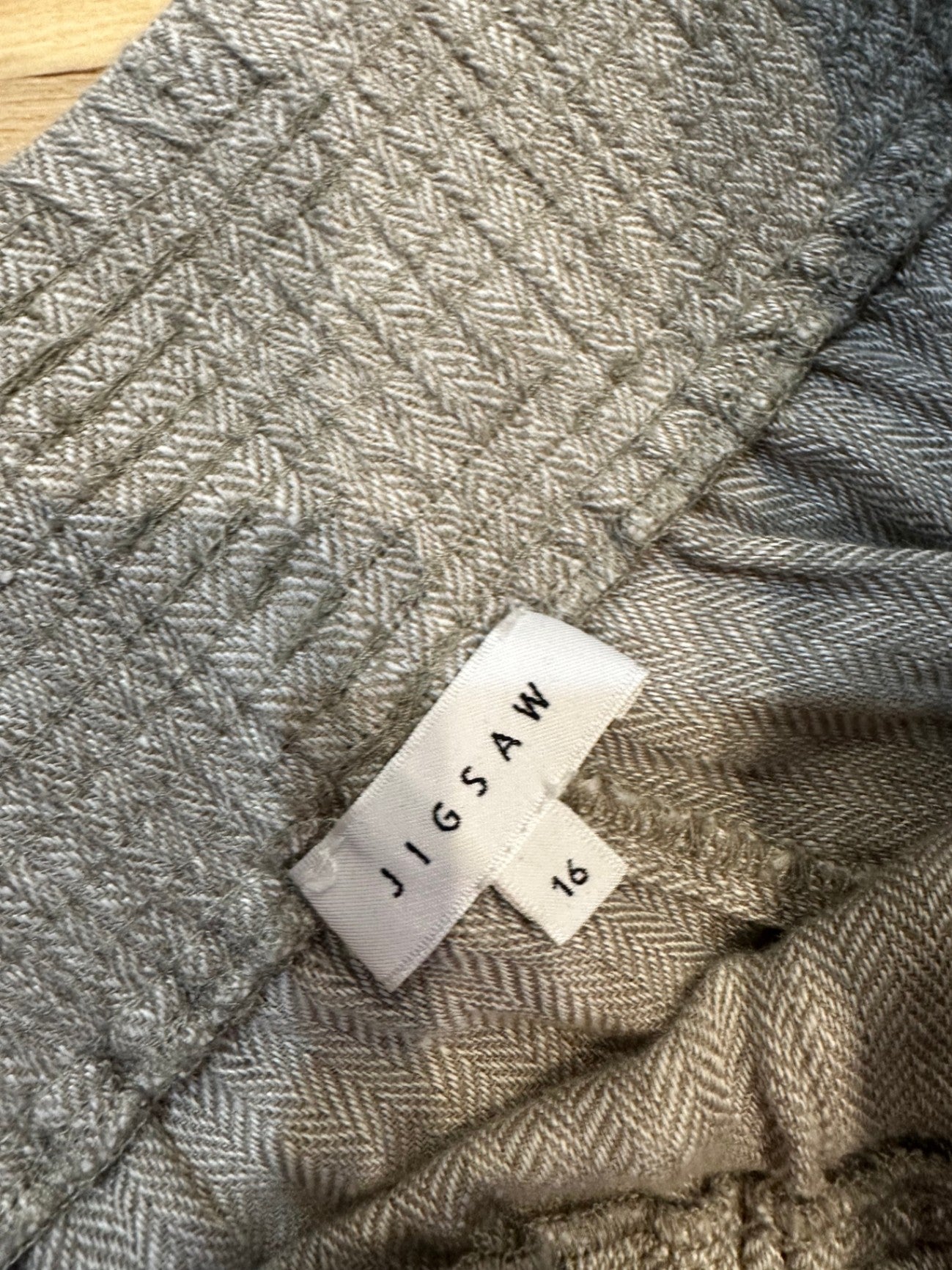 Jigsaw Pants - Size 16 - Beige - 100% Linen