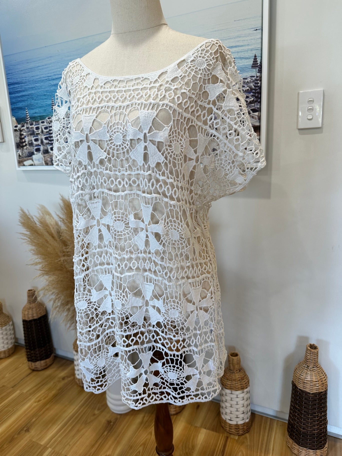 Vassalli - Crochet-Style Top - Size 14 - White