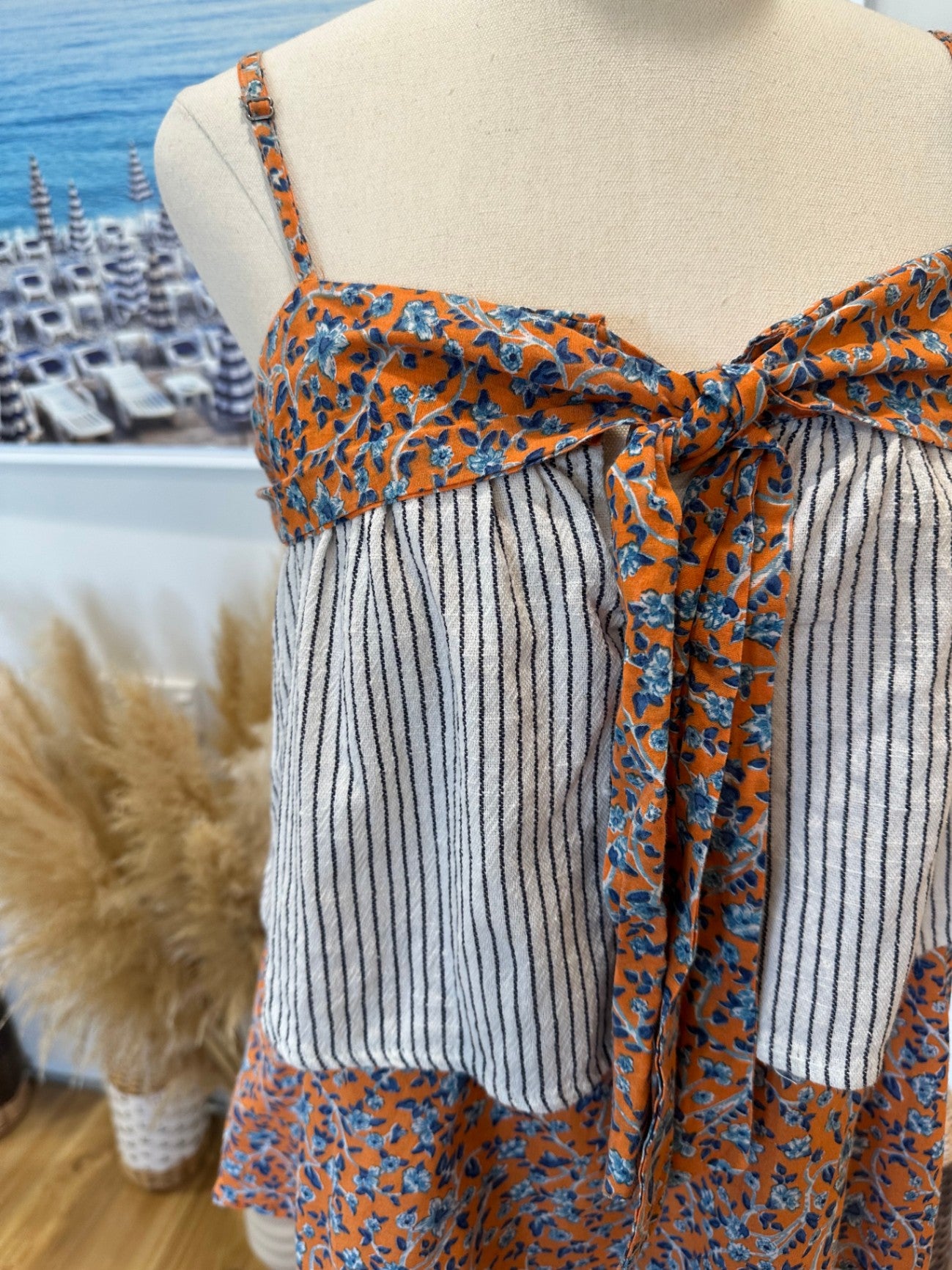 Tigerlily Dress - Size 10 - Orange, White + Blue