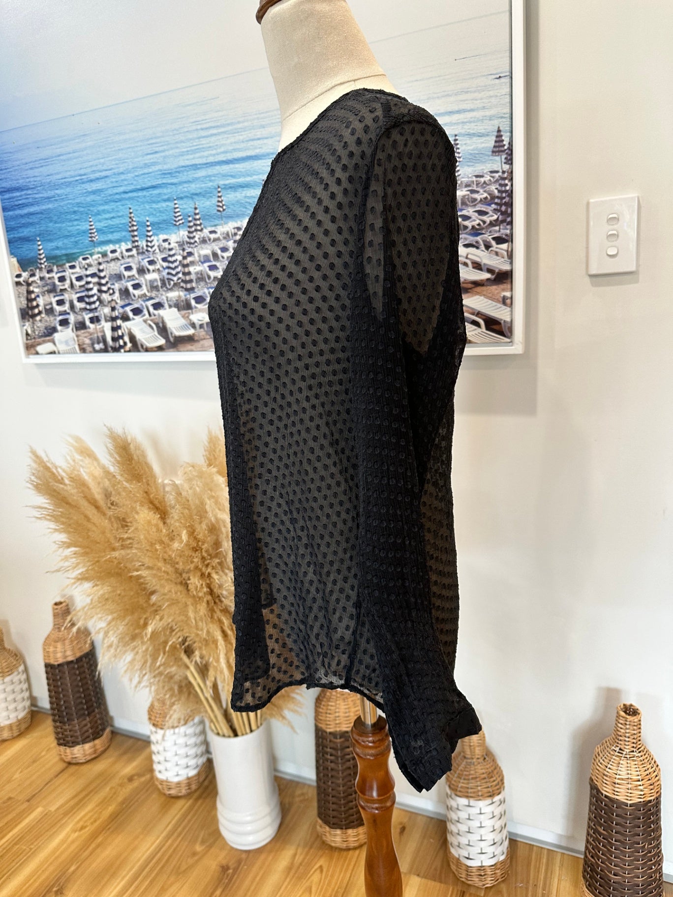 [SALE] Storm - Blouse - Size 14 - Blue / Black - 100% Silk