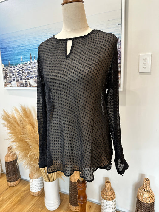 [SALE] Storm - Blouse - Size 14 - Blue / Black - 100% Silk