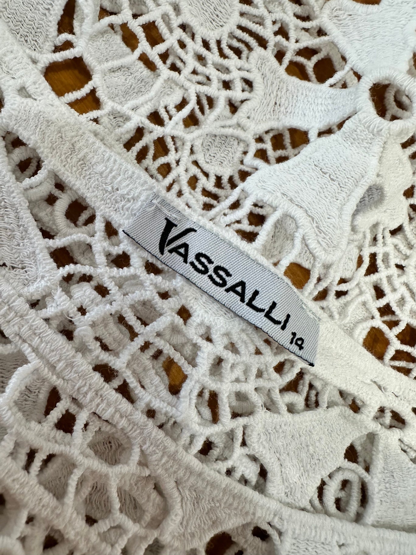 Vassalli - Crochet-Style Top - Size 14 - White