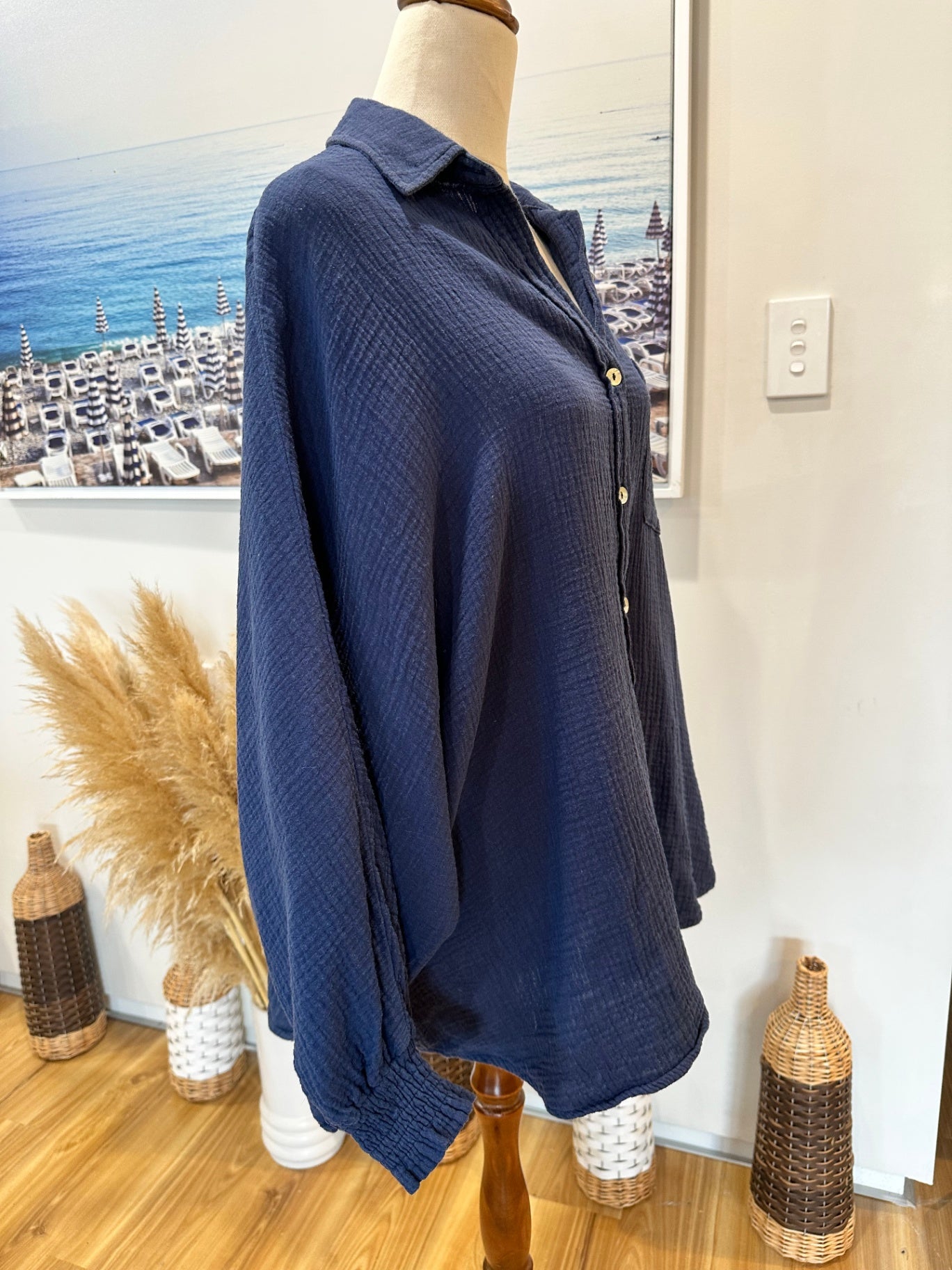 [SALE] Haven Blouse w Batwing Sleeve - One Size - Blue