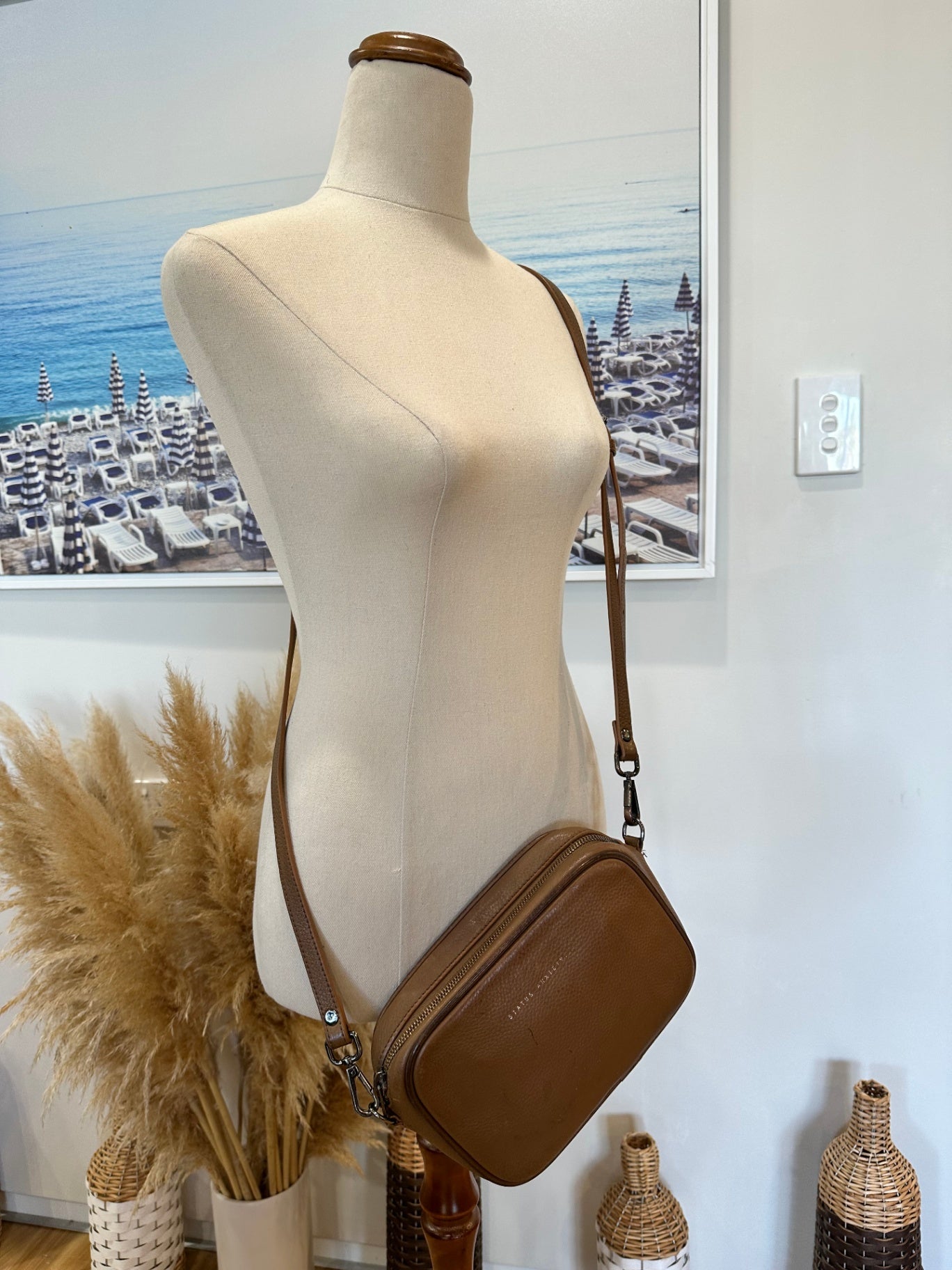 Status Anxiety - Cross Body Handbag - Tan Brown - Leather