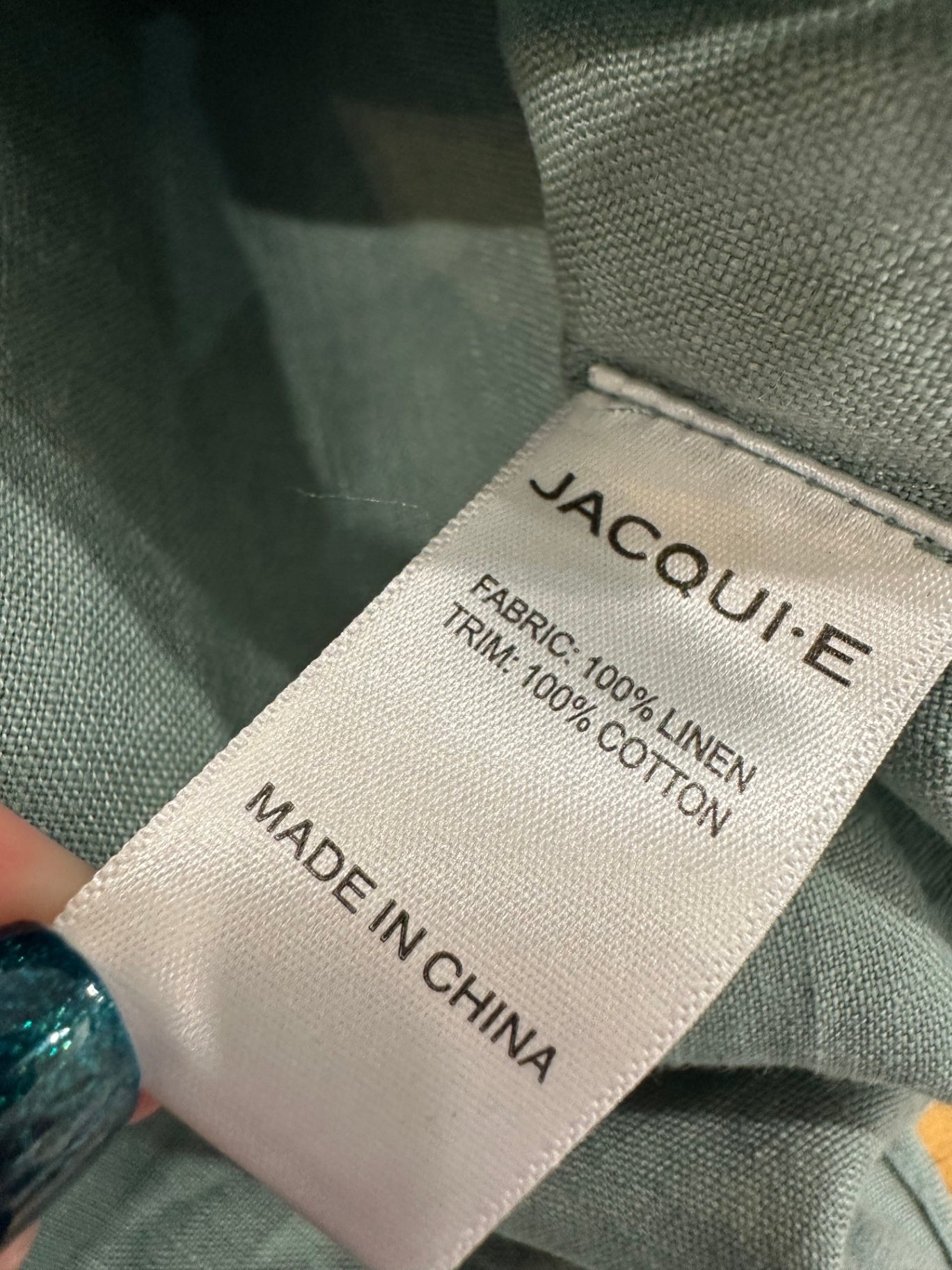 Jacqui-E - Linen Blouse - Size 14 - Light green