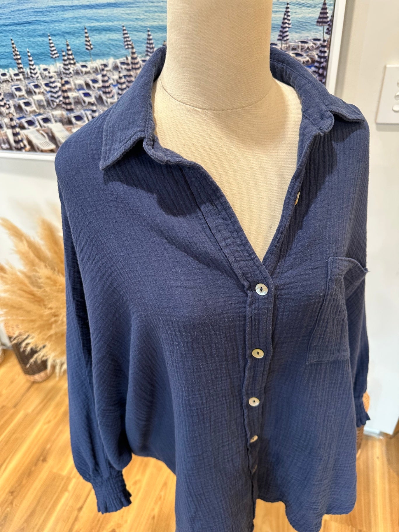 [SALE] Haven Blouse w Batwing Sleeve - One Size - Blue
