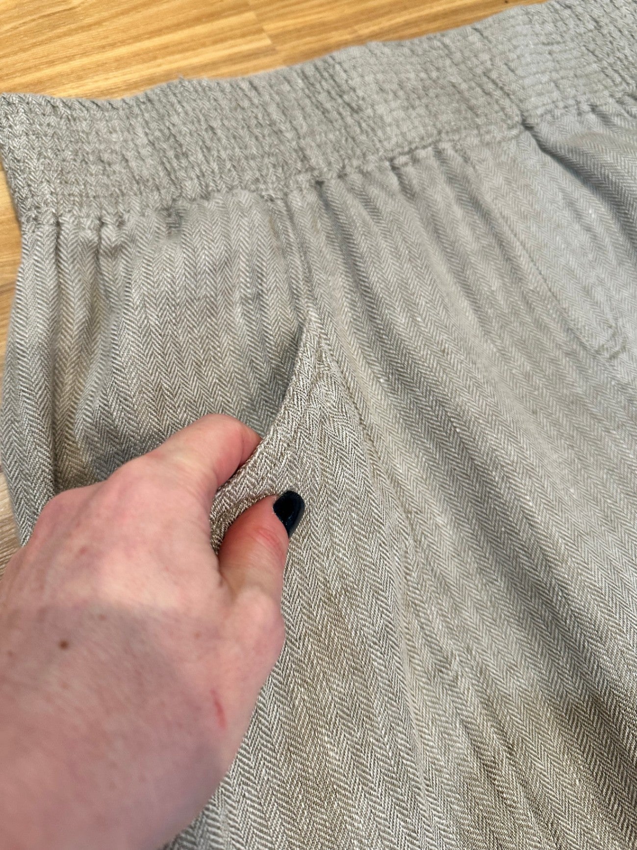 Jigsaw Pants - Size 16 - Beige - 100% Linen